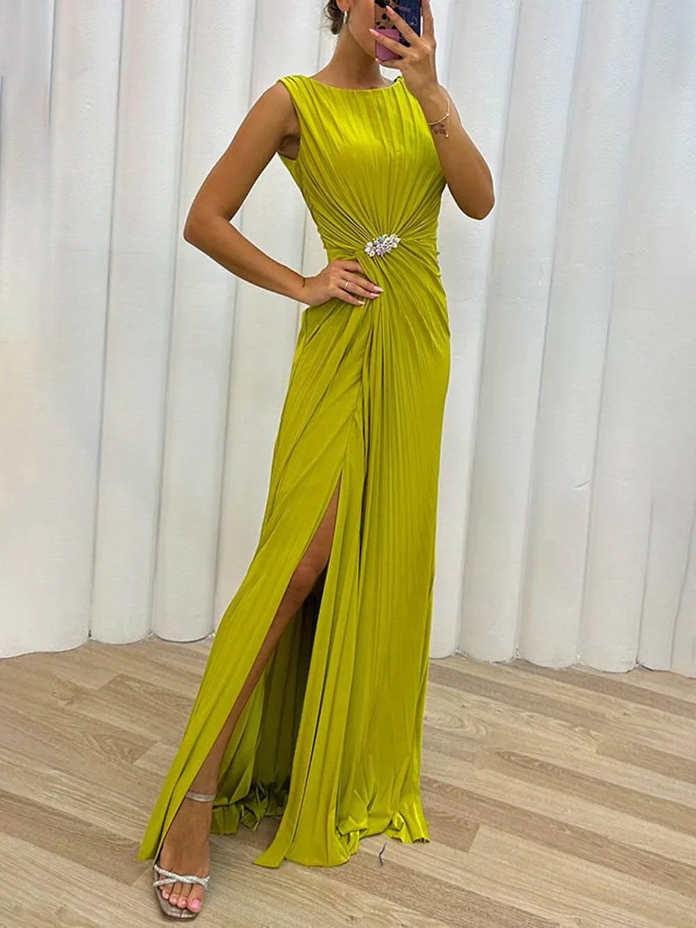 Davina - Pleated Maxi Evening Dress