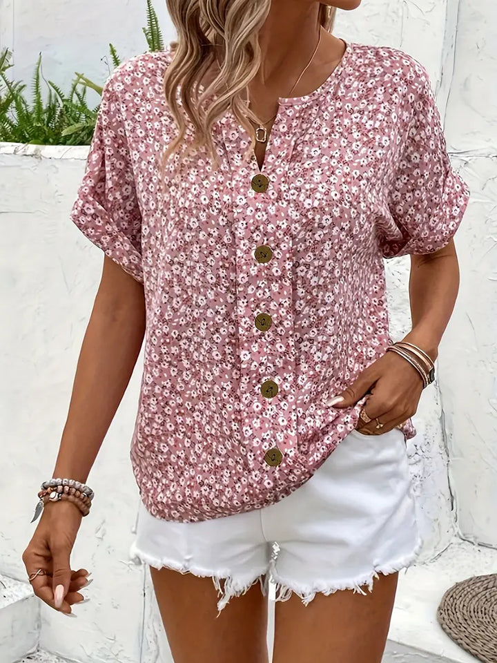 Leilani | Floral Pink Print Blouse