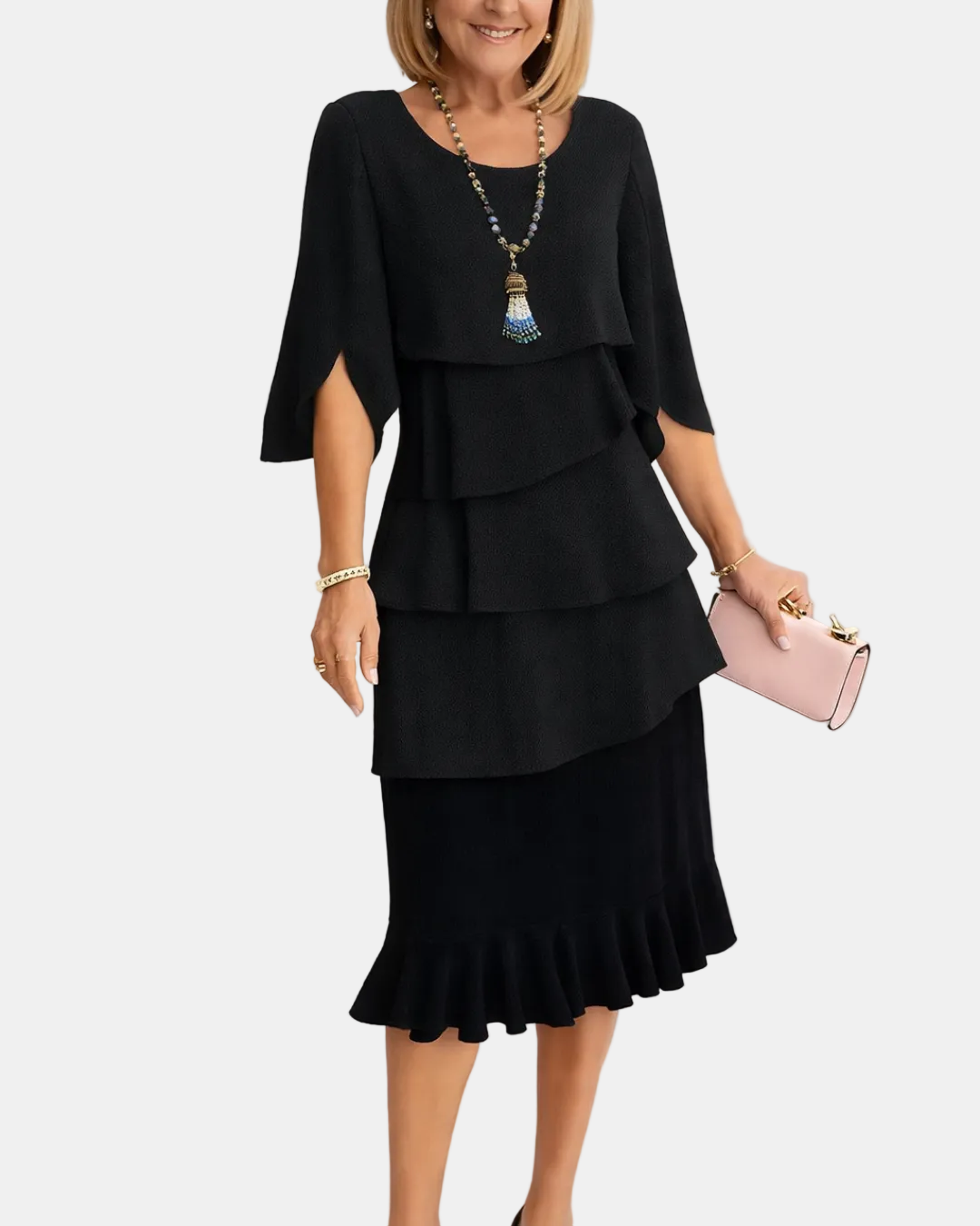 Marina | Elegant Comfort Ruffle Midi Dress