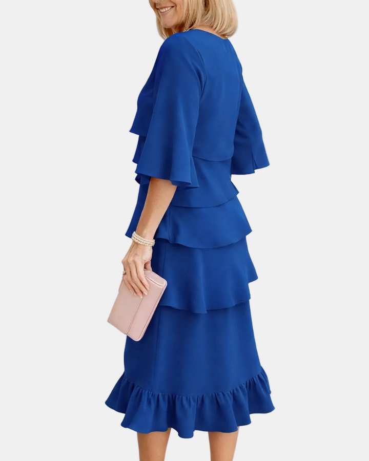 Marina | Elegant Comfort Ruffle Midi Dress