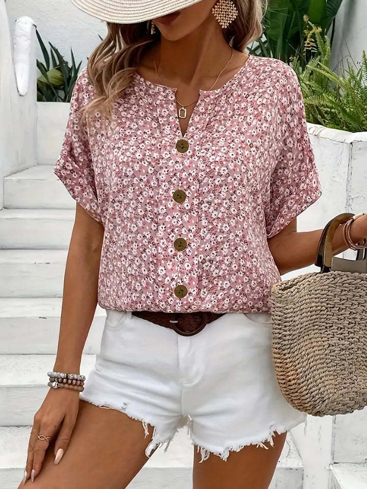 Leilani | Floral Pink Print Blouse