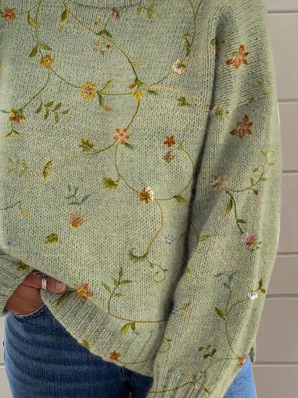 Maya | Floral pattern long-sleeve sweater