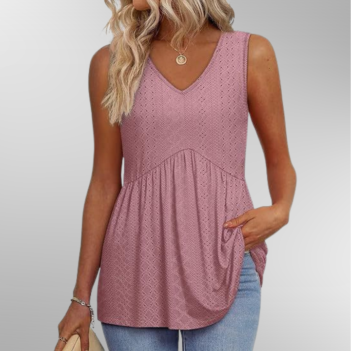 Elanira | Sleeveless Aztec Embossed Summer Top