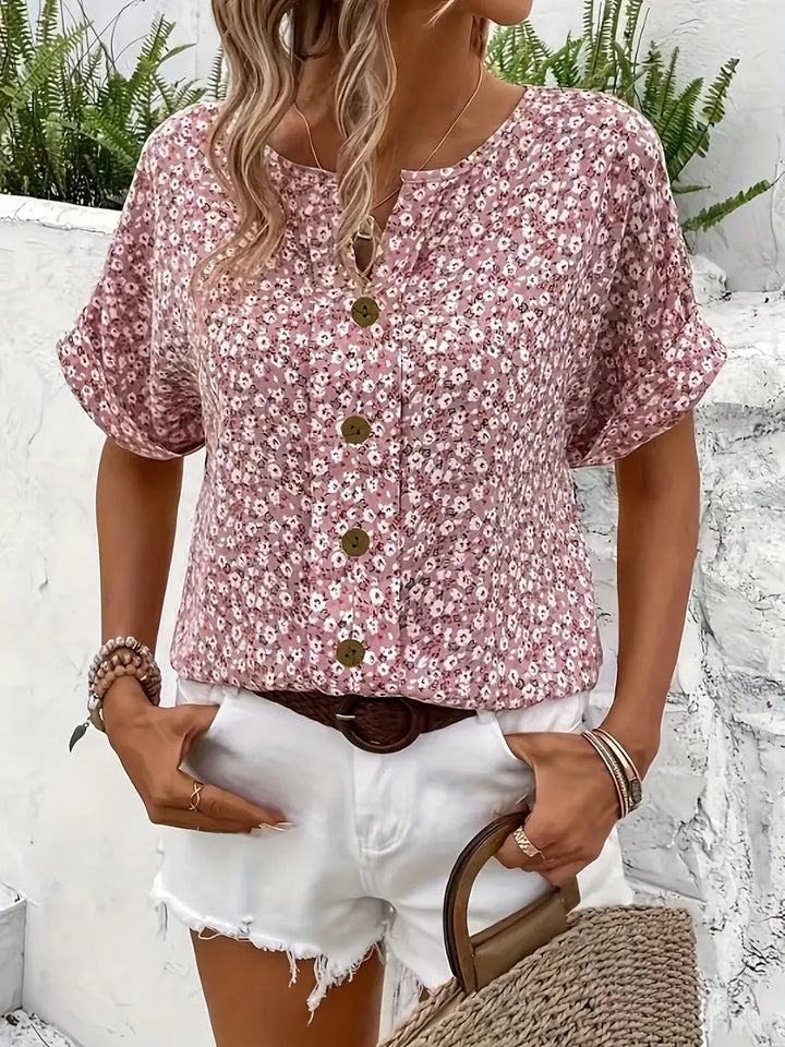 Leilani | Floral Pink Print Blouse
