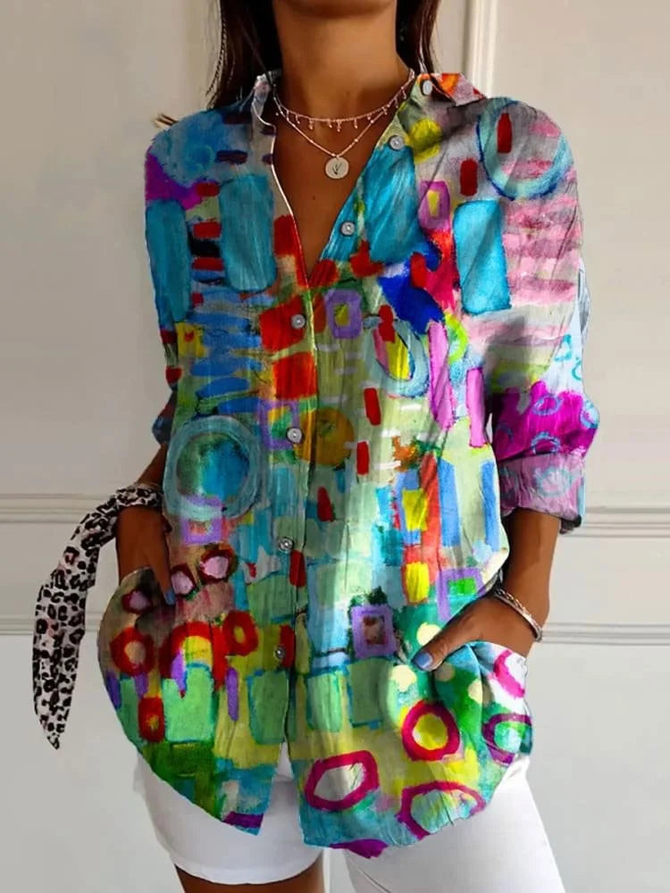 ELODIE | COLORFUL COLLARED BLOUSE