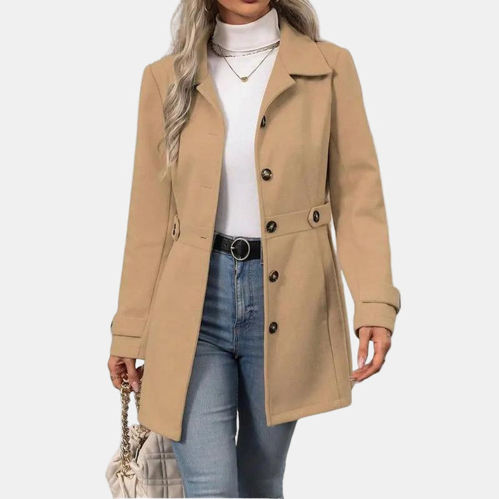 Jeselle | Elegant Notched Collar Long Coat