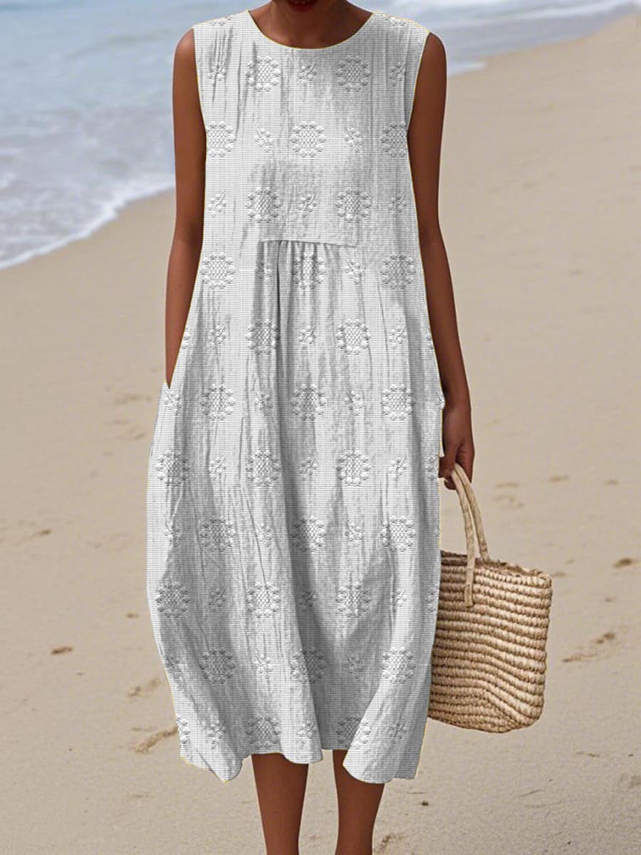 AIZA | COMFORTABLE SLEEVELES POCKET DRESS