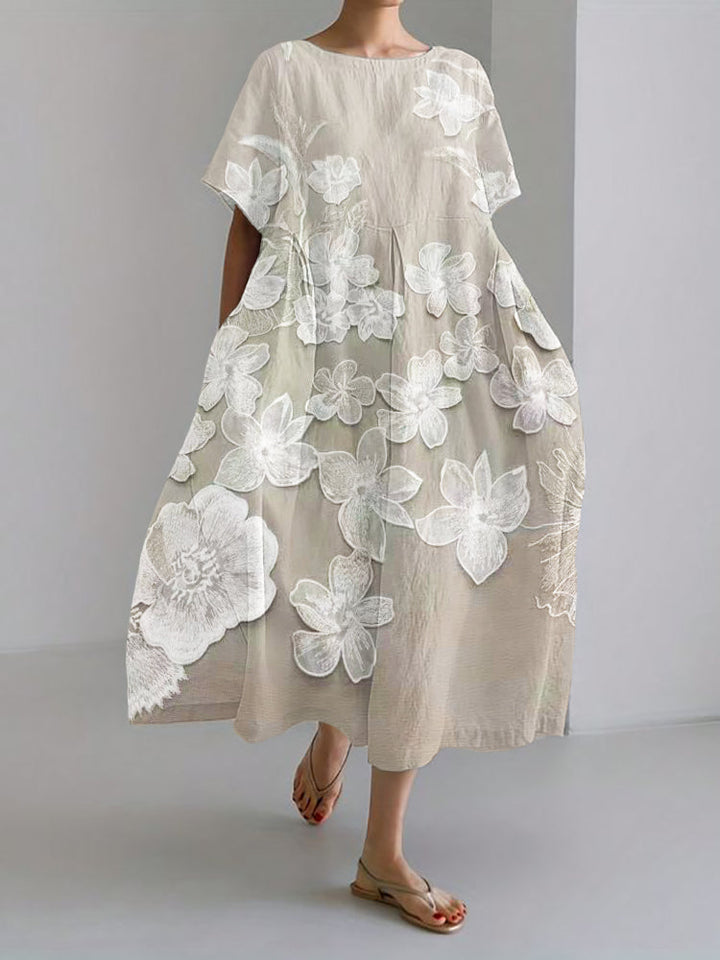 LYARA | STYLISH ROUND NECK FLORAL DRESS