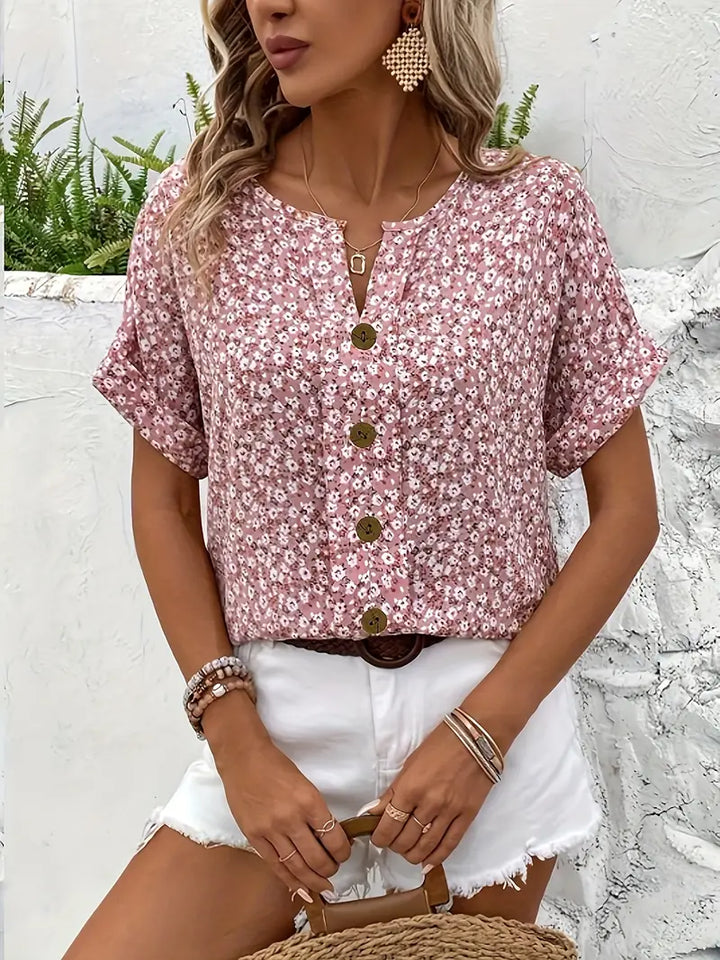 Leilani | Floral Pink Print Blouse