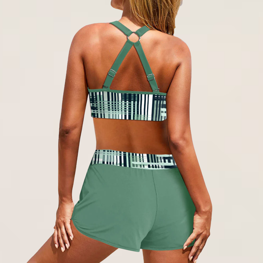 Azzurra | Two-Piece Bikini Set with Adjustable Lace-Up Top and Glossy Finish
