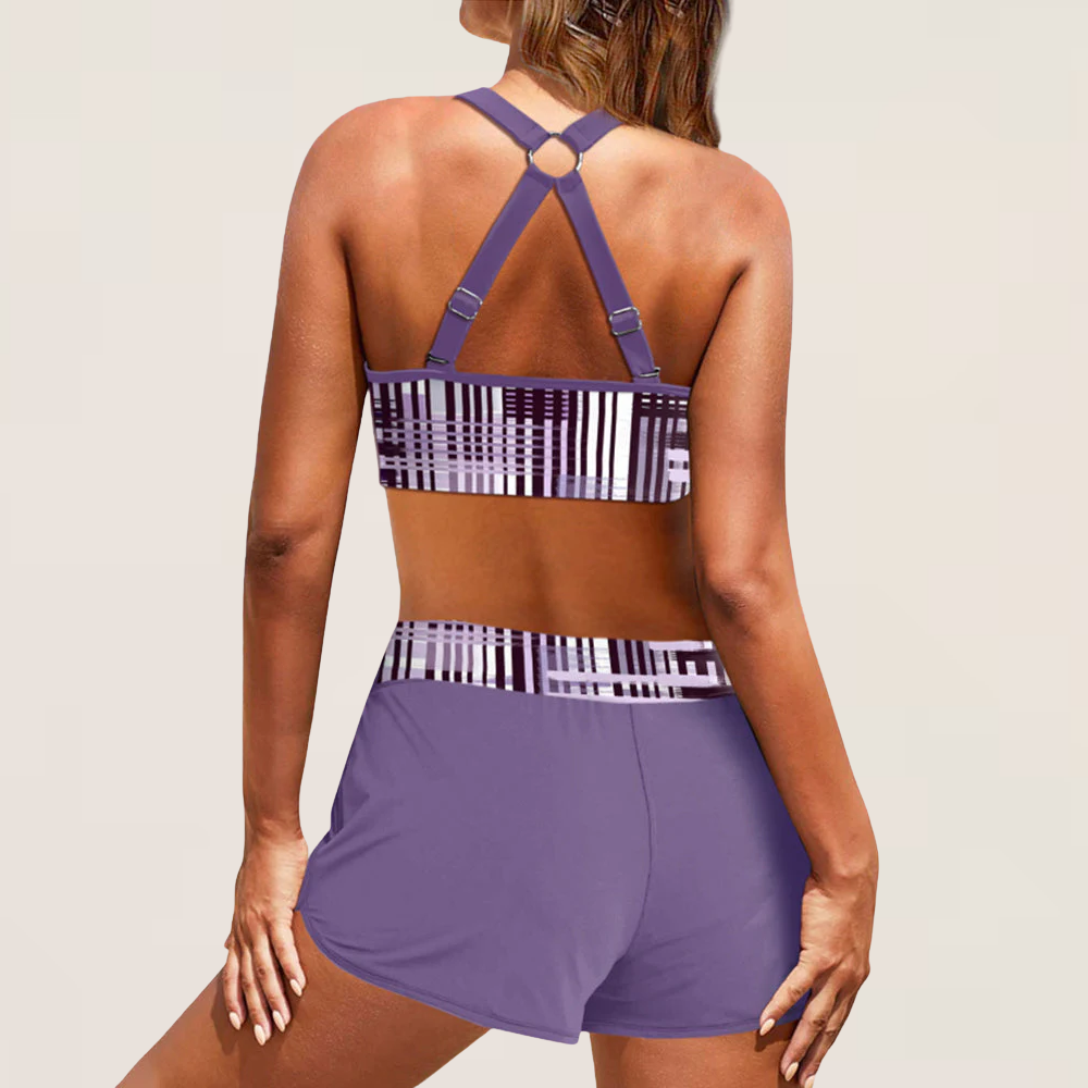 Azzurra | Two-Piece Bikini Set with Adjustable Lace-Up Top and Glossy Finish