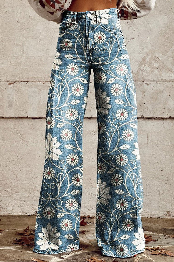 SAMIRA | CHIC FLORAL WIDE-LEG JEANS