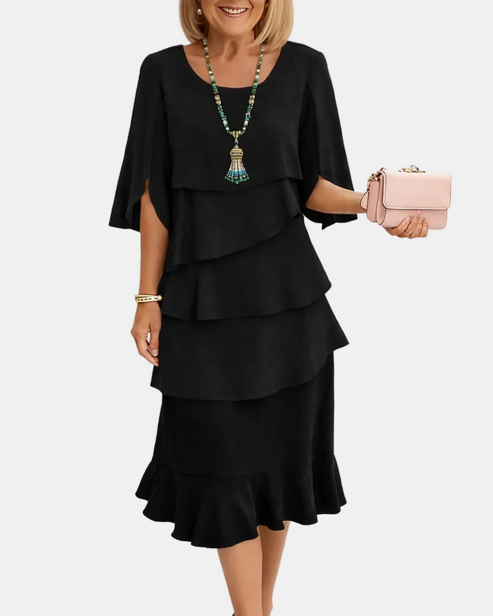 Marina | Elegant Comfort Ruffle Midi Dress