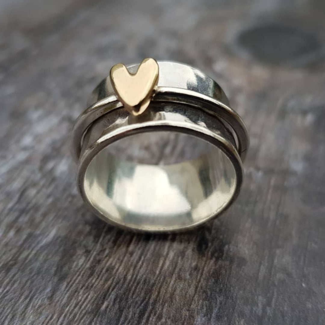 DARLA | SILVER GOLDEN HEART RING