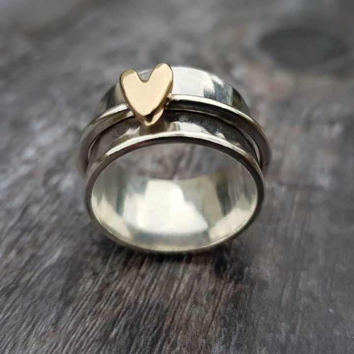DARLA | SILVER GOLDEN HEART RING