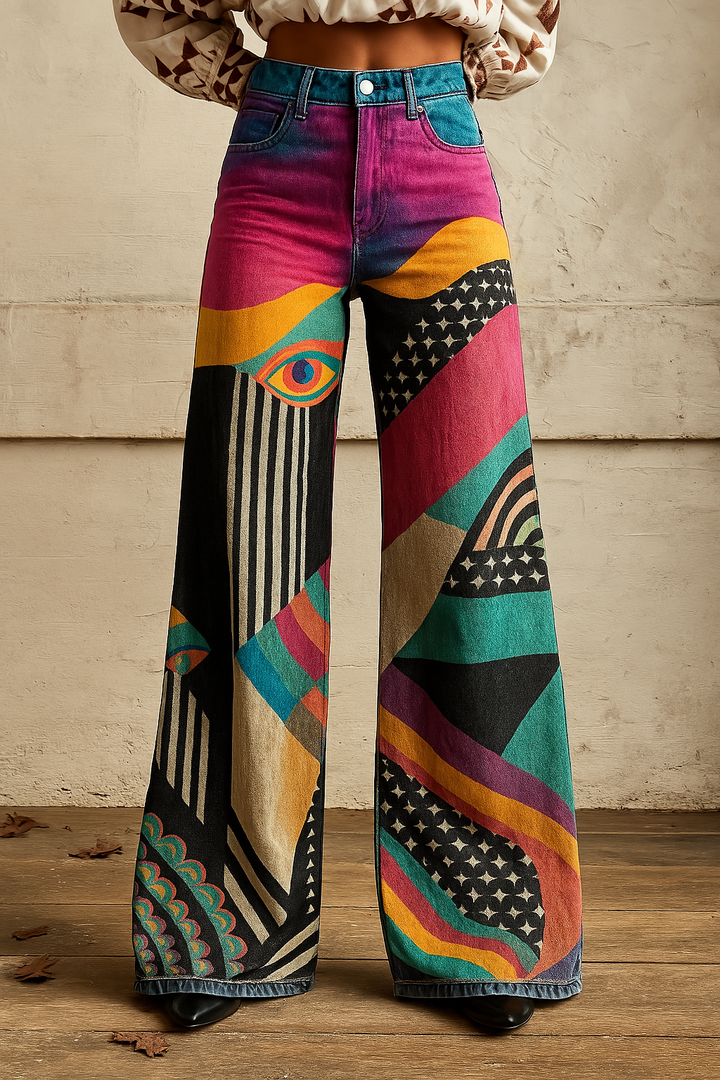 ROSIA | STYLISH GRAPHIC PRINT  WIDE-LEG PANTS
