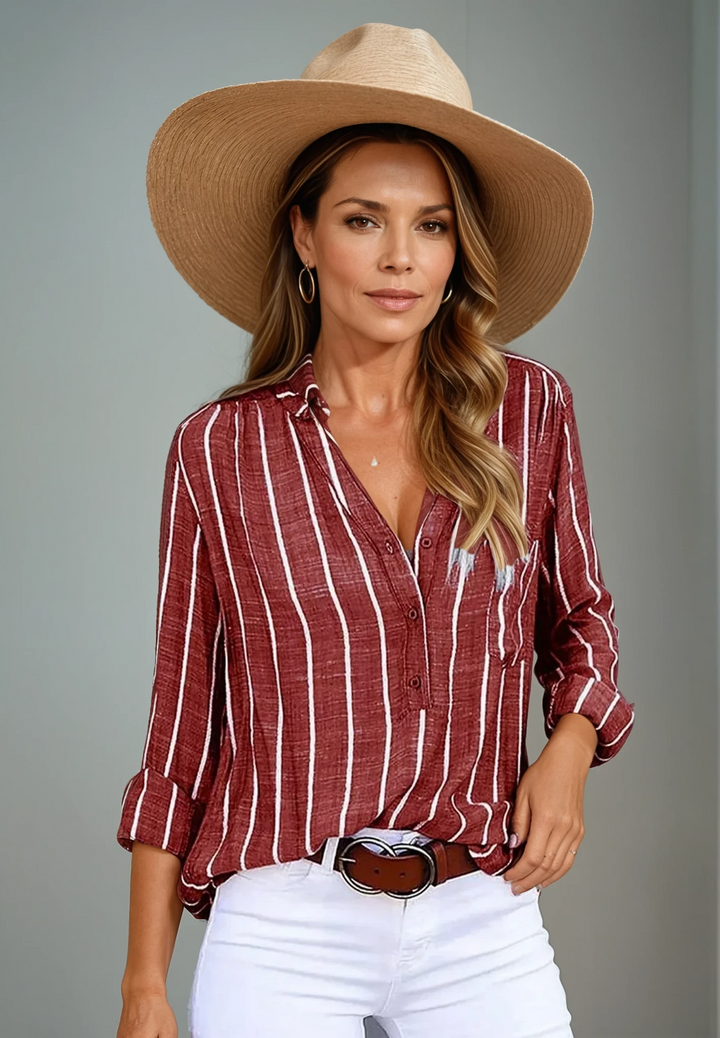 Maria - Casual Striped Long Sleeve Blouse