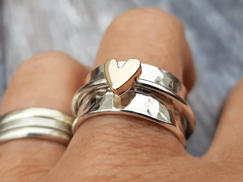 DARLA | SILVER GOLDEN HEART RING