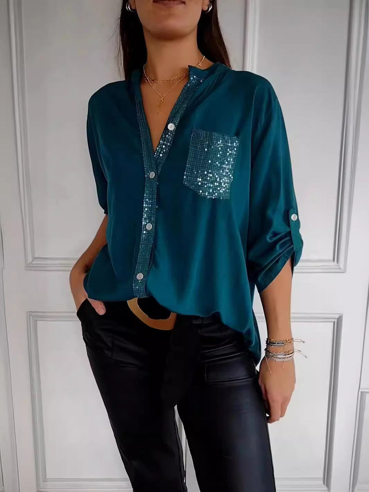 Paisley | Sparkling V-Neck Blouse
