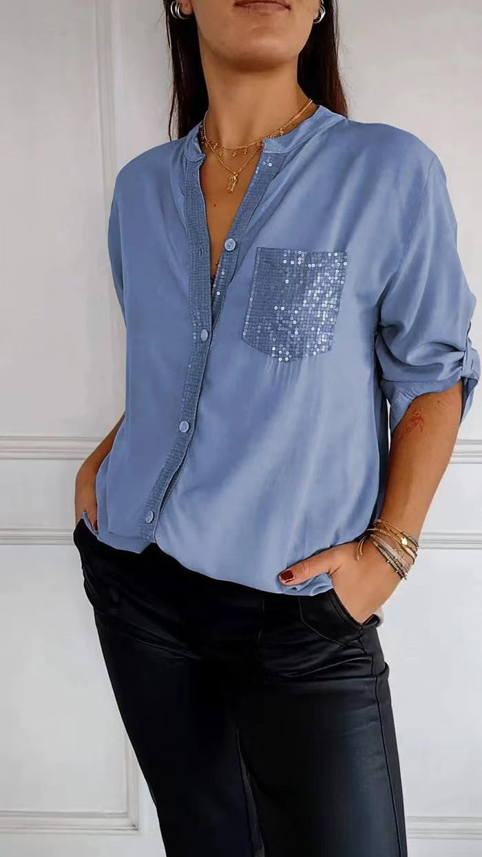Paisley | Sparkling V-Neck Blouse