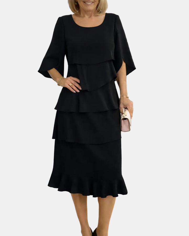 Marina | Elegant Comfort Ruffle Midi Dress