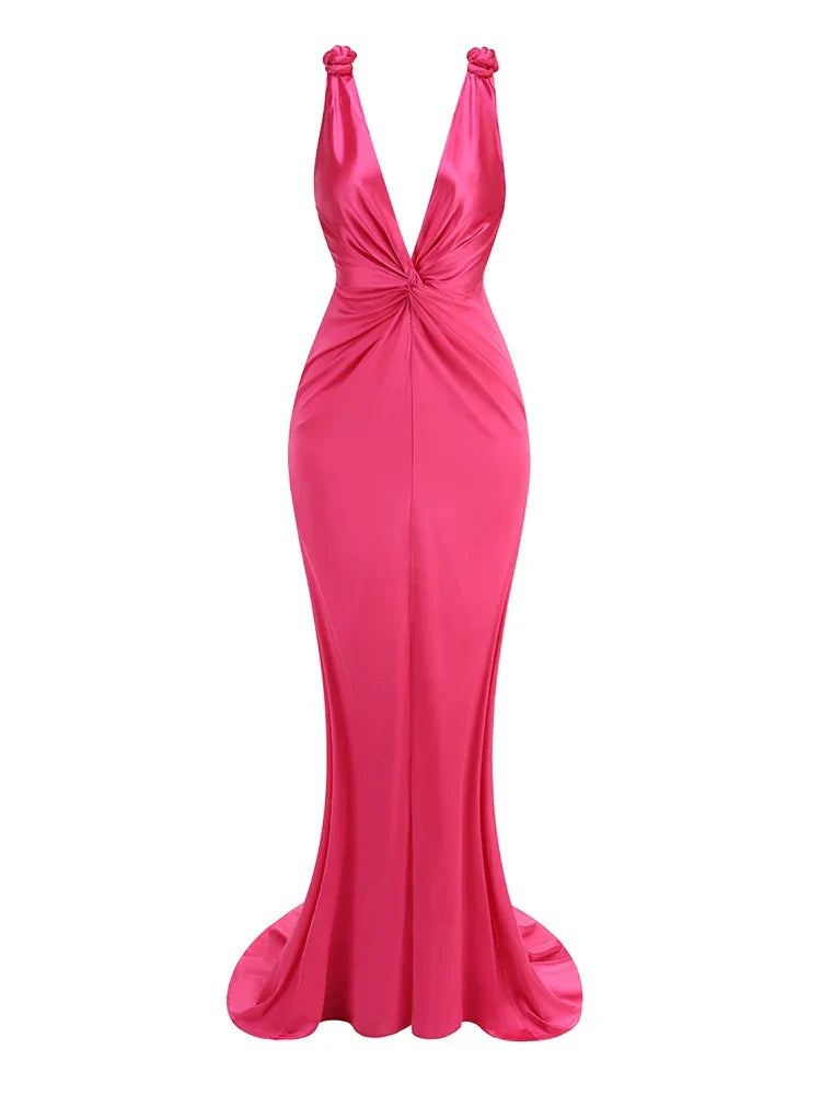 Jeannie - Sleek Pleated Sleeveless Maxi Dress