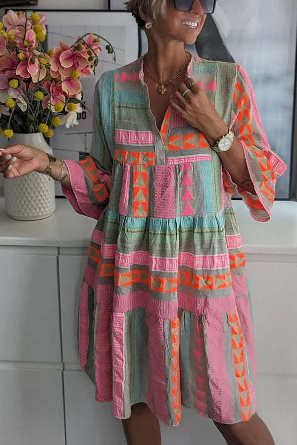ANDREA | ELEGANT FLARE-SLEEVED DRESS