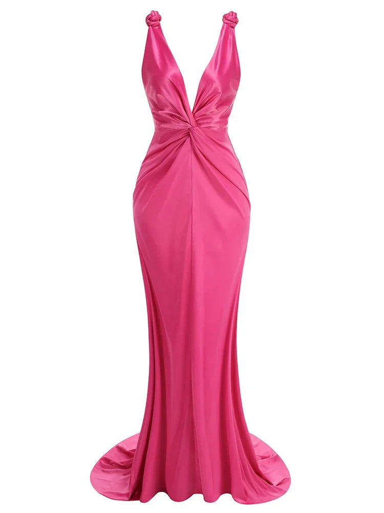 Jeannie - Sleek Pleated Sleeveless Maxi Dress