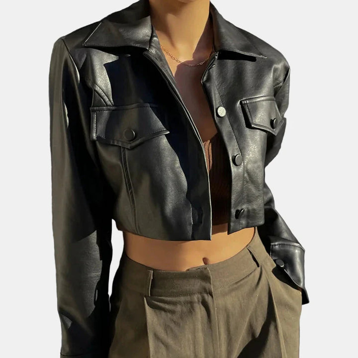 Aria | Elegant Faux Leather Jacket