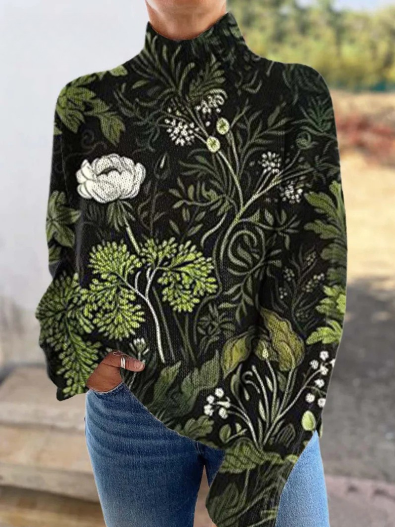 Nina | Vintage botanical floral knit sweater