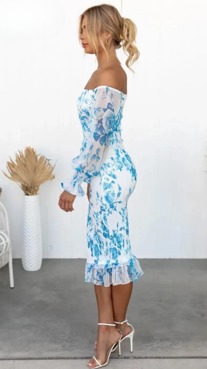 Dahlia - Stunning Off Shoulder Midi Dress