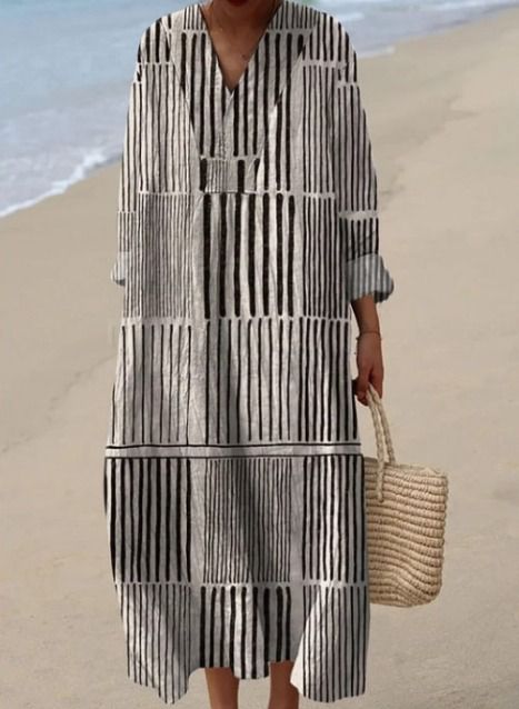 LUNARA | VINTAGE LOOSE STRIPED DRESS