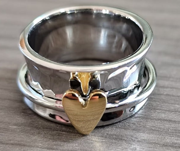 DARLA | SILVER GOLDEN HEART RING
