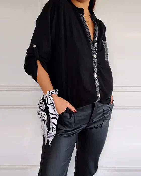 Paisley | Sparkling V-Neck Blouse