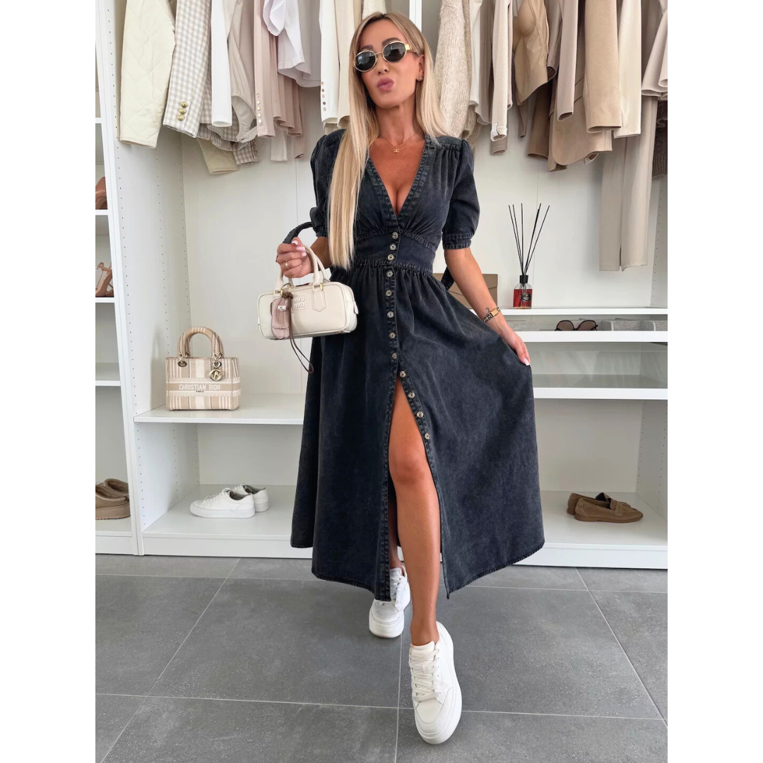 ASTRA | Elegant V-Neck Midi Dress