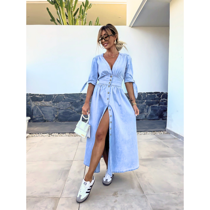 ASTRA | Elegant V-Neck Midi Dress