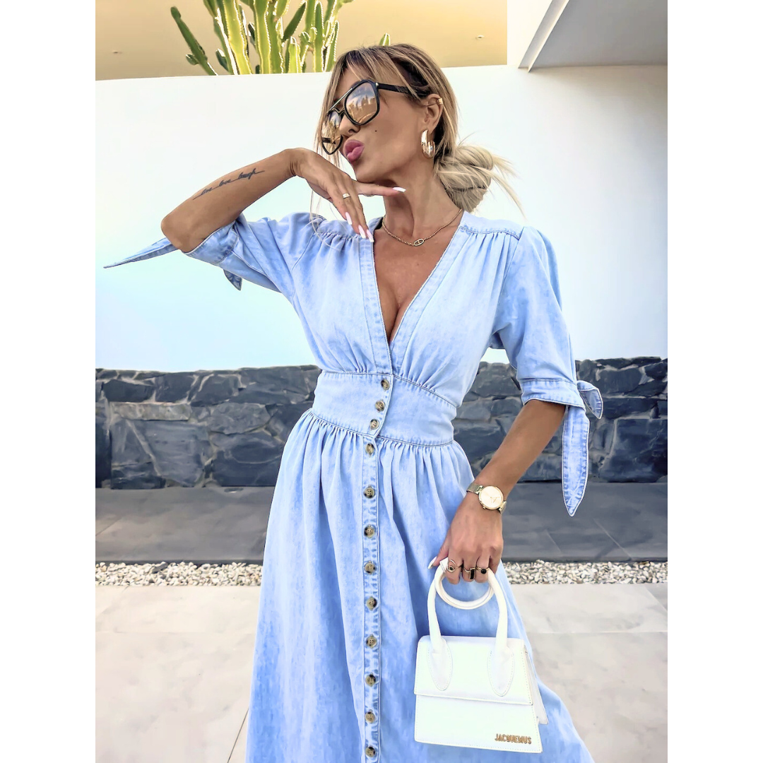 ASTRA | Elegant V-Neck Midi Dress