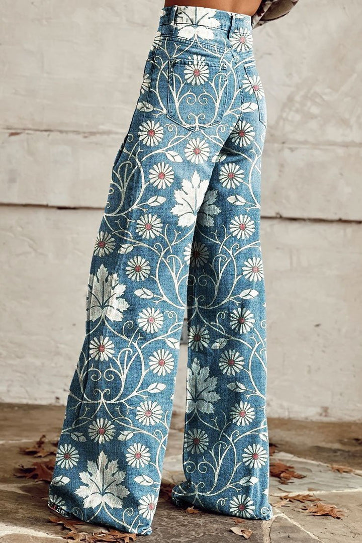 SAMIRA | CHIC FLORAL WIDE-LEG JEANS