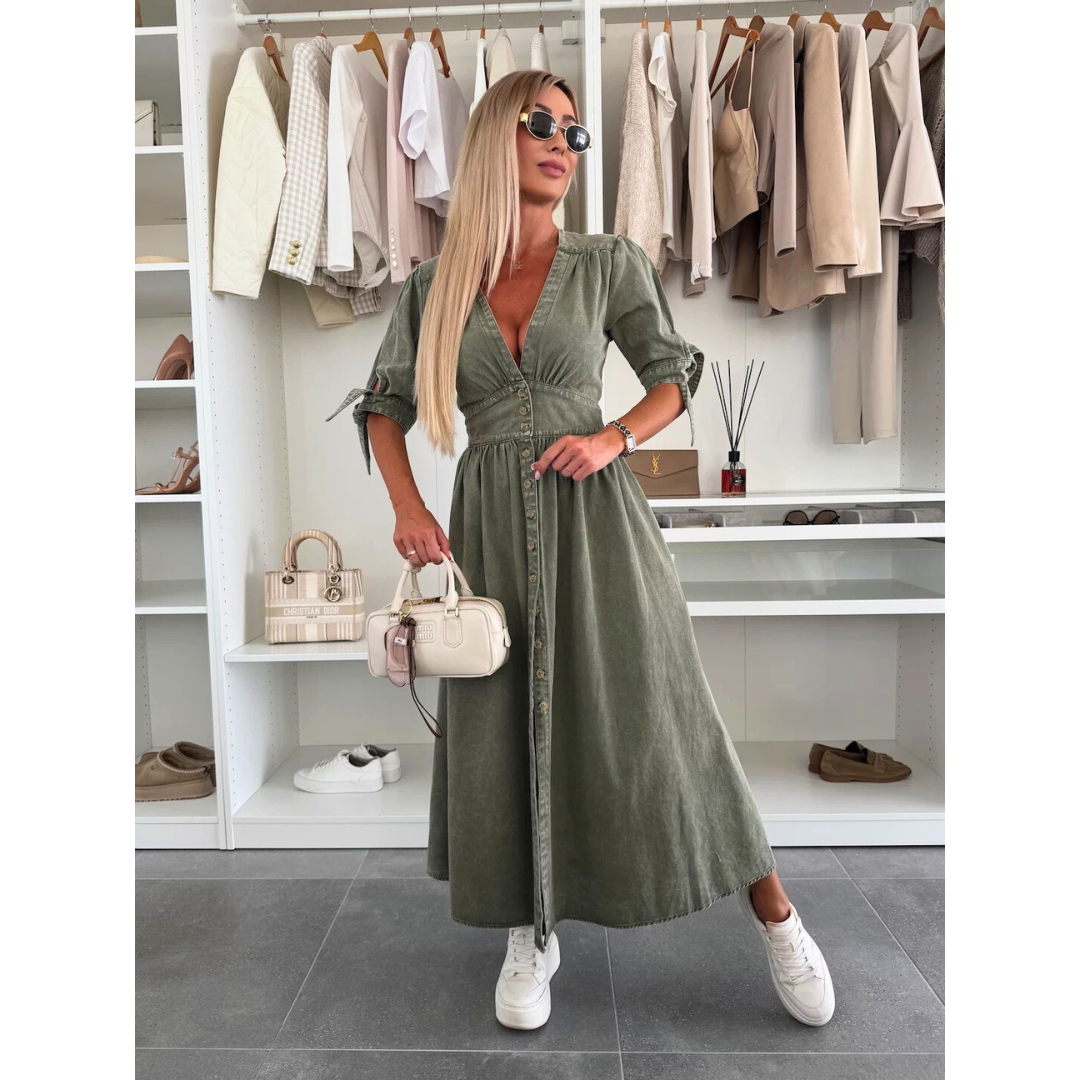 ASTRA | Elegant V-Neck Midi Dress