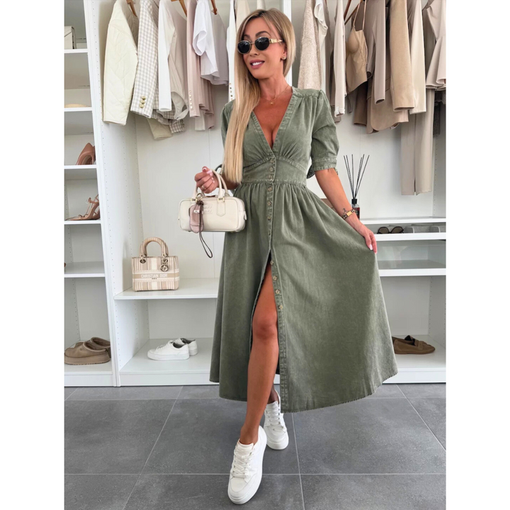 ASTRA | Elegant V-Neck Midi Dress