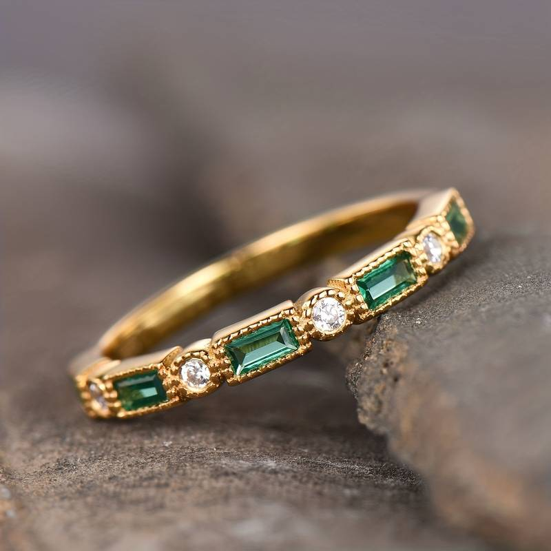 TONY | STYLISH GREEN INLAID GOLD RING