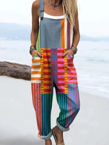 ESSALE | CHIC GEOMETRIC PRINT JUMPSUIT