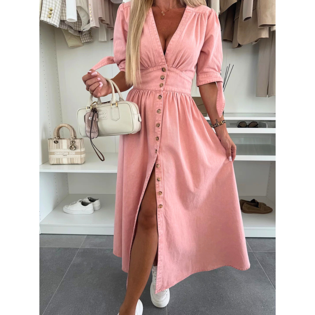 ASTRA | Elegant V-Neck Midi Dress