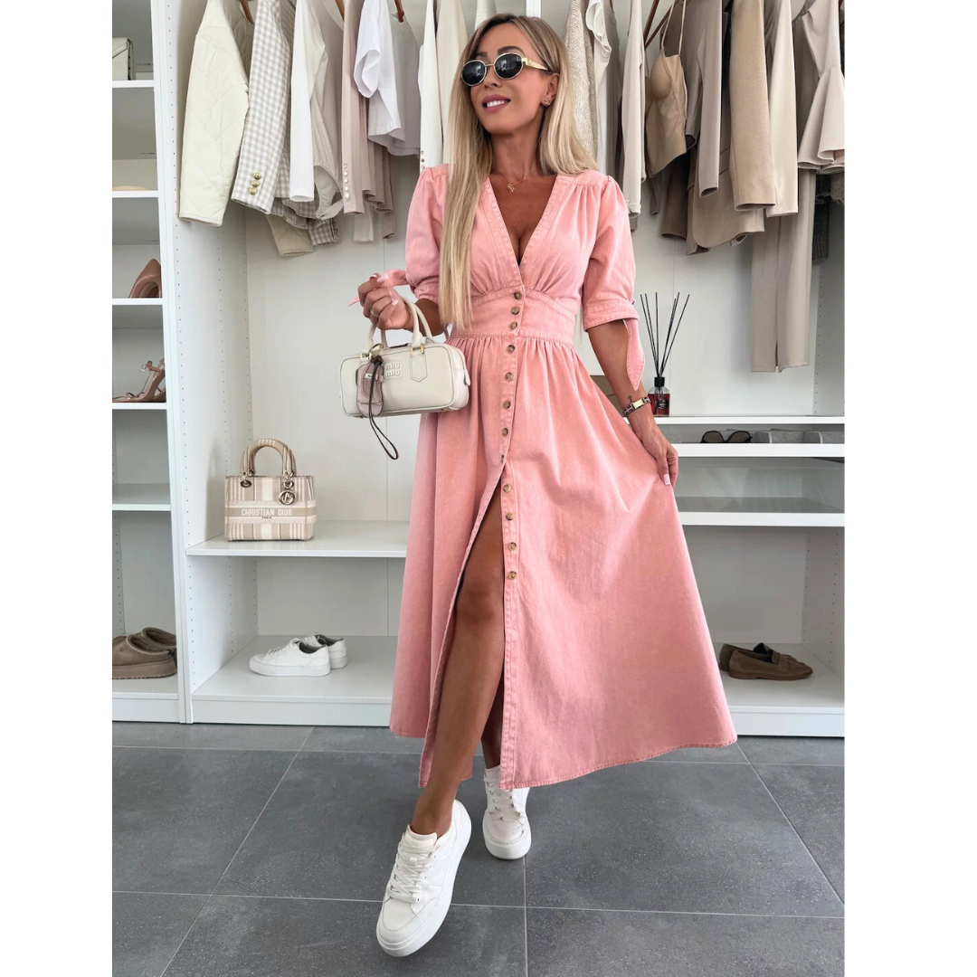 ASTRA | Elegant V-Neck Midi Dress