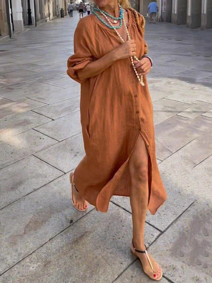 GRACE - CASUAL LONG BUTTONED DRESS
